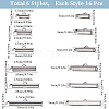 96Pcs 6 Size 304 Stainless Steel Slide On End Clasp Tubes STAS-SC0007-72-2