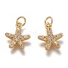 Brass Micro Pave Clear Cubic Zirconia Charms ZIRC-B002-64G-1