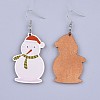 Christmas Printed Basswood Dangle Earring EJEW-JE03154-01-2