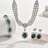 Oval & Horse Eye Brass Rhinestone Necklaces & Bracelets & Earring Sets FS-WG182CE-02-1