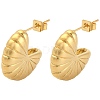 Flower Shape Iron Plating(IP) 304 Stainless Steel Stud Earrings EJEW-K259-01G-1