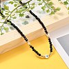 Heart with Evil Eye Natural White Shell Beaded Necklaces NJEW-JN03147-01-4