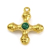 Synthetic Malachite & 304 Stainless Steel Cross Pendants STAS-H221-01G-04-1
