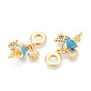 Brass Micro Pave Clear Cubic Zirconia European Dangle Charms KK-N271-10G-2
