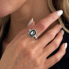 Irregular Alloy & Acrylic Finger Rings WGF25BE-05-1