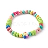 Natural Wood Round Beads Stretch Bracelets for Kid BJEW-JB06640-2