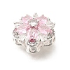 Flower Brass Micro Pave Clear Cubic Zirconia Beads KK-Z156-14S-01-2