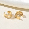 Two-layer C-Shaped Brass Micro Pave Clear Cubic Zirconia Cuff Earrings EJEW-L316-01G-04-3
