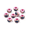 Flower Printed Opaque Acrylic Rondelle Beads SACR-S305-27-B01-1