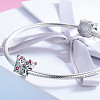 Hollow 925 Sterling Silver Cubic Zirconia European Style Beads STER-FF0006-15AS-4