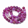 Dyed Natural Striped Agate/Banded Agate Round Bead Strands X-G-R342-4mm-04-2
