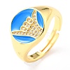 Adjustable Real 18K Gold Plated Brass Enamel Finger Ringss RJEW-L071-25G-3