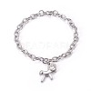 304 Stainless Steel Cable Chain Charm Bracelets BJEW-O169-09-2
