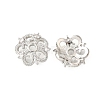 Flower Brass Clear Cubic Zirconia Bead Caps KK-V008-05P-1