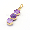 Dyed Natural Druzy Agate Flat Round Pendants G-P089-57-3