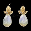 Brass with Glass Stud Earrings EJEW-Q811-01KCG-2