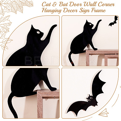 Cat & Bat Acrylic Door Topper AJEW-WH0596-009-1
