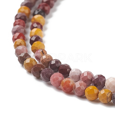 Natural Mookaite Faceted Round Beads Strands X-G-A129-3mm-19-1-1