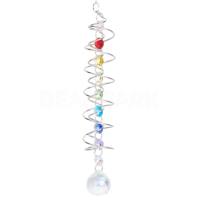 Glass Round Suncatchers Hanging Ornaments HJEW-WH20012-01-1