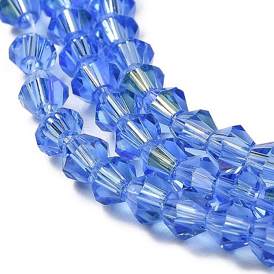 Transparent Electroplate Glass Beads Strands GLAA-F029-4mm-D07-1