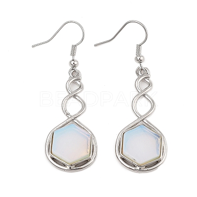 Hexagon Opalite Dangle Earrings EJEW-K298-01P-06-1