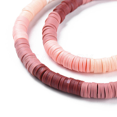 Fixed 5 Color Handmade Polymer Clay Bead Strands CLAY-S096-029L-1