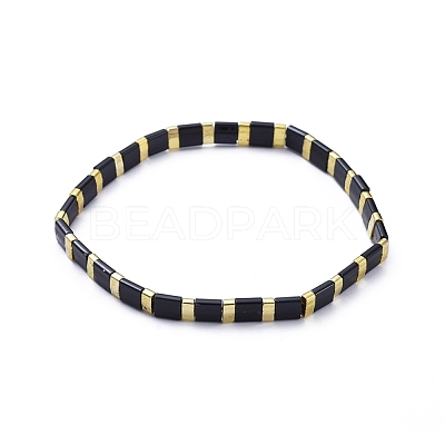 Rectangle Glass Seed Beads Stretch Bracelets BJEW-JB05297-01-1