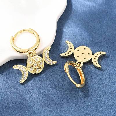 Brass Micro Pave Cubic Zirconia Hoop Dangle Earrings EJEW-G471-52G-1