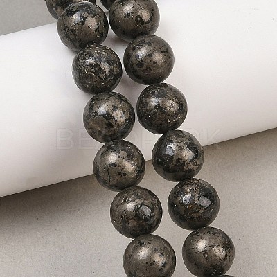 Natural Pyrite Beads Strands G-P303-01-10mm-16-1