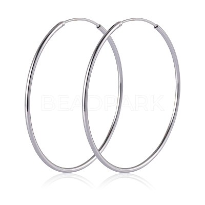 Anti-Tarnish Rhodium Plated 925 Sterling Silver Hoop Earrings Endless Unisex Small Hoop Earrings 40mm Gold Plating Huggie Hoop Earrings for Women Men JE1076A-05-1