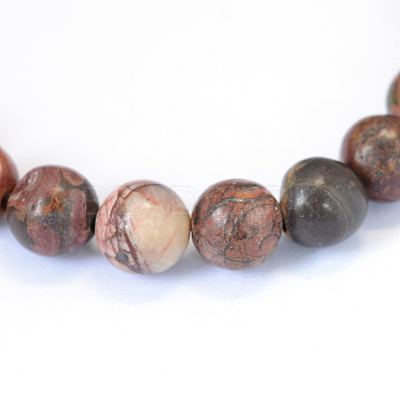 Natural Picasso Stone/Picasso Jasper Beads Strands X-G-E334-8mm-10-1