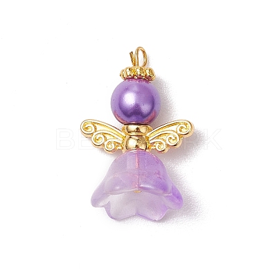 8Pcs 8 Colors Glass Pendants PALLOY-JF03575-01-1