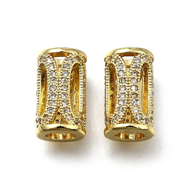 Brass Micro Pave Clear Cubic Zirconia European Beads ZIRC-I070-015G-1