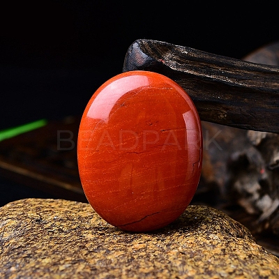 Natural Red Jasper Oval Palm Stone Massager PW-WG63539-22-1