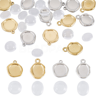 32Pcs 304 Stainless Steel Pendant Cabochon Settings STAS-TA0005-81-1