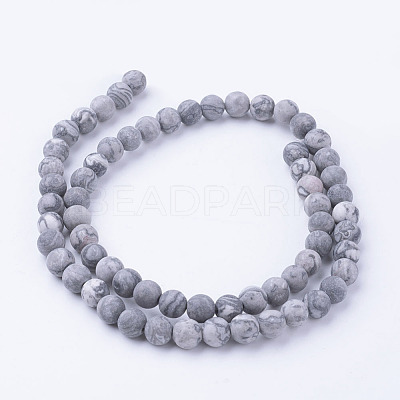 Natural Map Stone/Picasso Stone/Picasso Jasper Bead Strands G-G735-27F-6mm-1