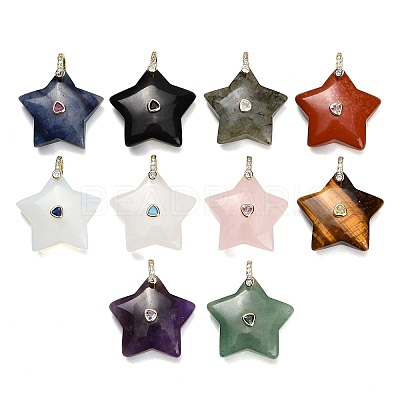 Natural & Synthetic Mixed Gemstone Pendants G-Z157-01G-A-1