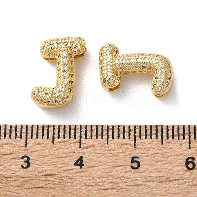 Rack Plating Brass Micro Pave Cubic Zirconia Slide Charms KK-C084-34G-J-1