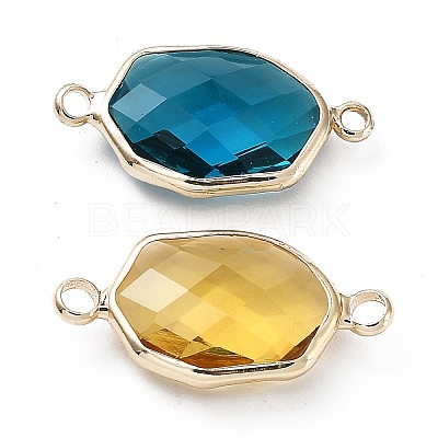Brass Pave K9 Glass Connector Charms GGLA-Z001-06-1