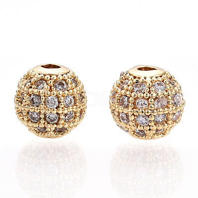 Rack Plating Brass Cubic Zirconia Beads ZIRC-S001-8mm-A01-1