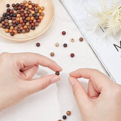100Pcs 10 Colors Natural African Padauk Wood Beads Strands WOOD-FH0001-71-1