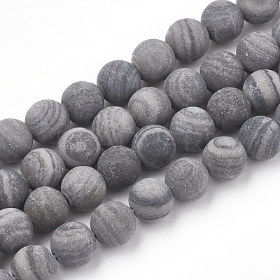 Natural Black Wood Lace Stone Wooden Jasper Beads Strands G-T106-012-1