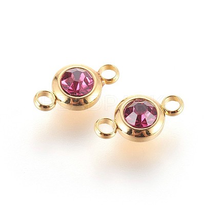 304 Stainless Steel Rhinestone Links X-STAS-P237-17G-M-1