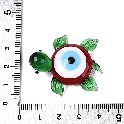 Handmade Lampwork Turtle with Evil Eye Figurine Display Decorations LAMP-N034-25B-1