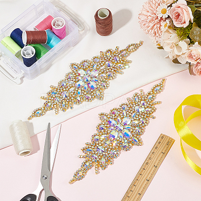 Rhombus Iron on Rhinestone Appliques DIY-WH0304-975B-1