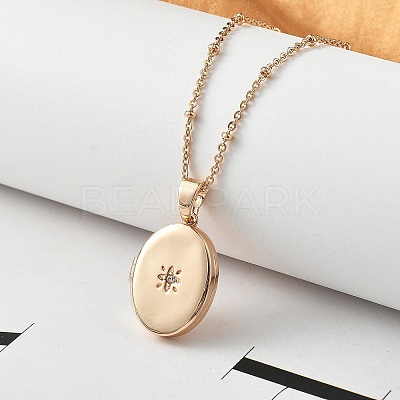 Clear Cubic Zirconia Locket Necklaces LS-NJEW-A036-01C-1