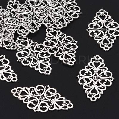 Tibetan Style Alloy Rhombus Filigree Joiners Links X-TIBE-5377-AS-LF-1