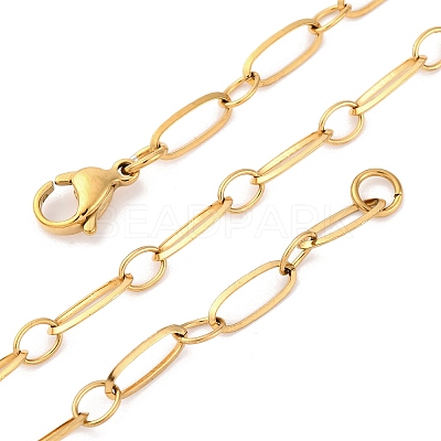 304 Stainless Steel Oval Link Chain Necklaces NJEW-Q013-09G-1