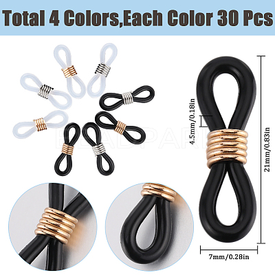 120Pcs 4 Colors Silicone Eyeglasses Chains Loop Ends AJEW-SC0002-54-1