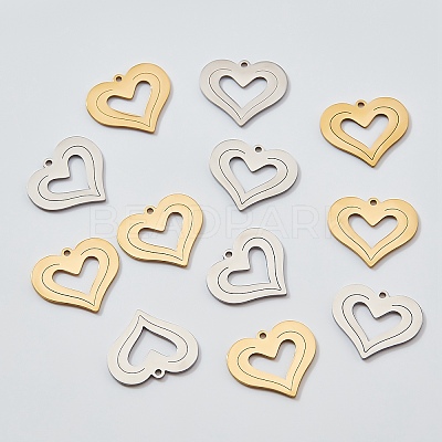 12Pcs 2 Colors Ion Plating(IP) 201 Stainless Steel Pendants STAS-UN0029-75-1